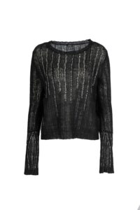 Image of Sheer Wooly Knit Sweater with Crystal Stripe Front and Sleeve Detail