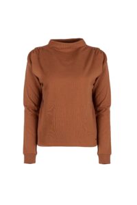 Image of Soft High Neck Sweatblouse with Pleated Shoulders
