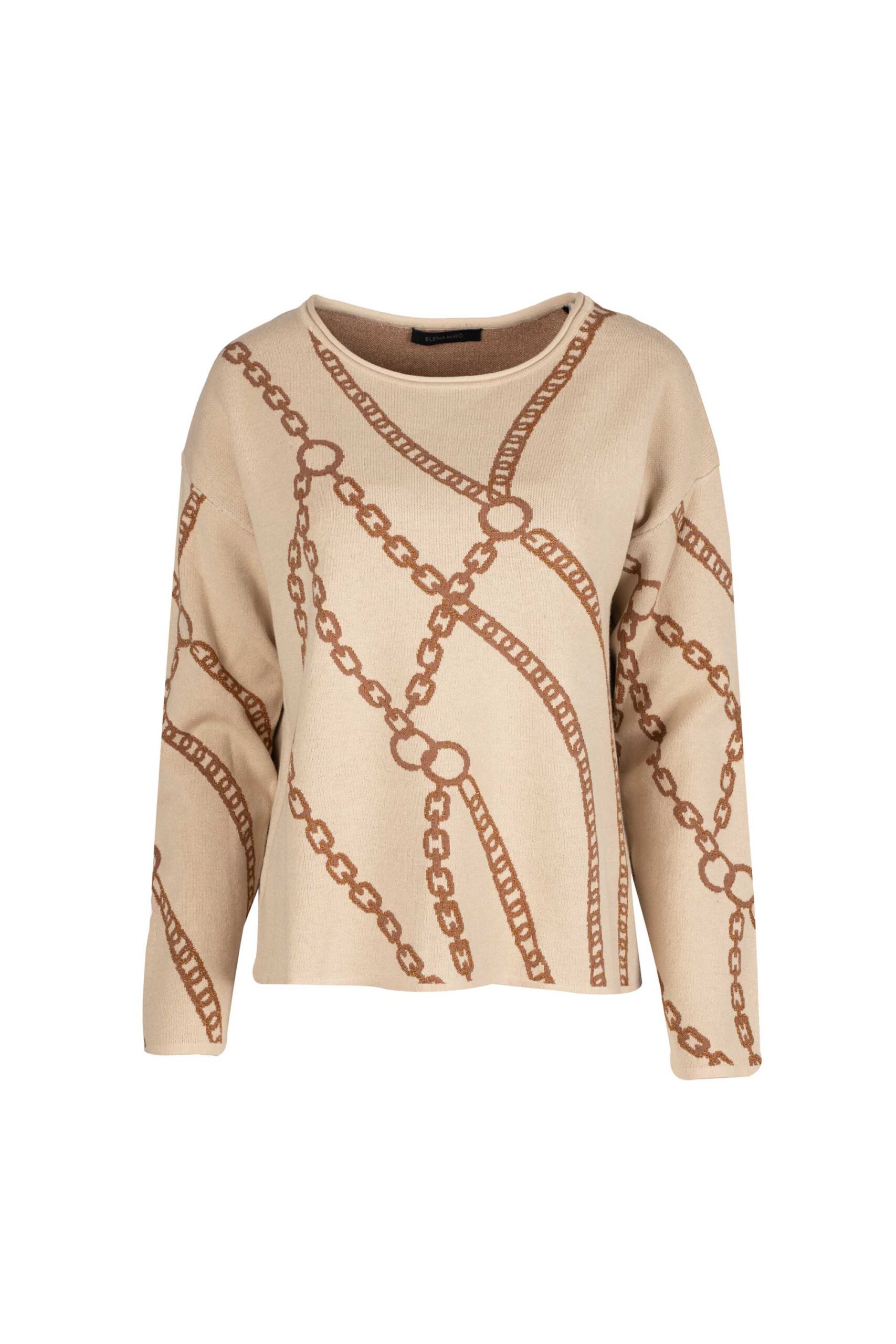 Thick Knit Sweater with Large Chain Pattern