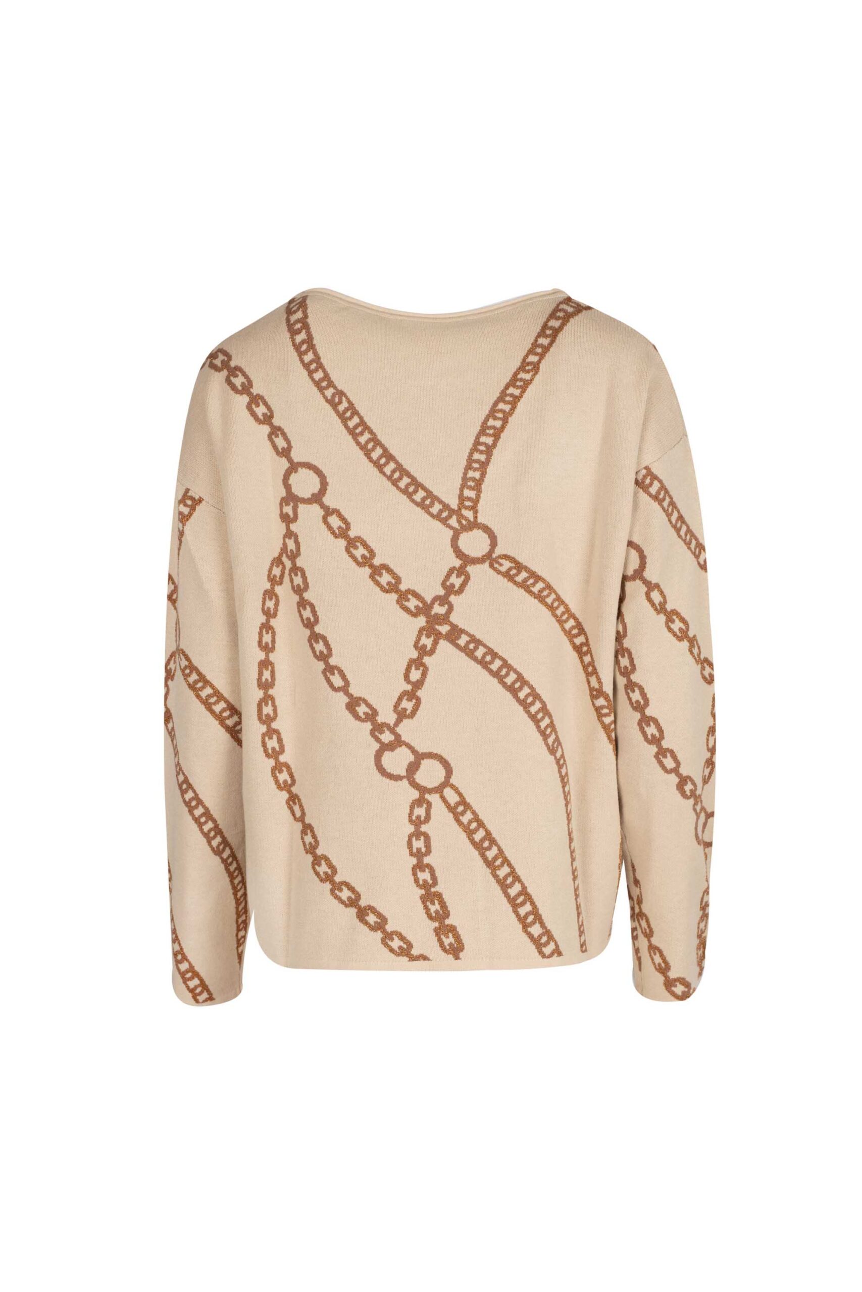 Thick Knit Sweater with Large Chain Pattern