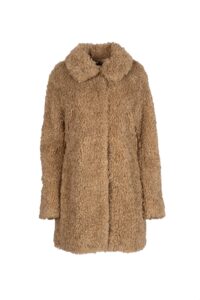 Image of Shaggy Wool Duster Coat with Rounded Collar