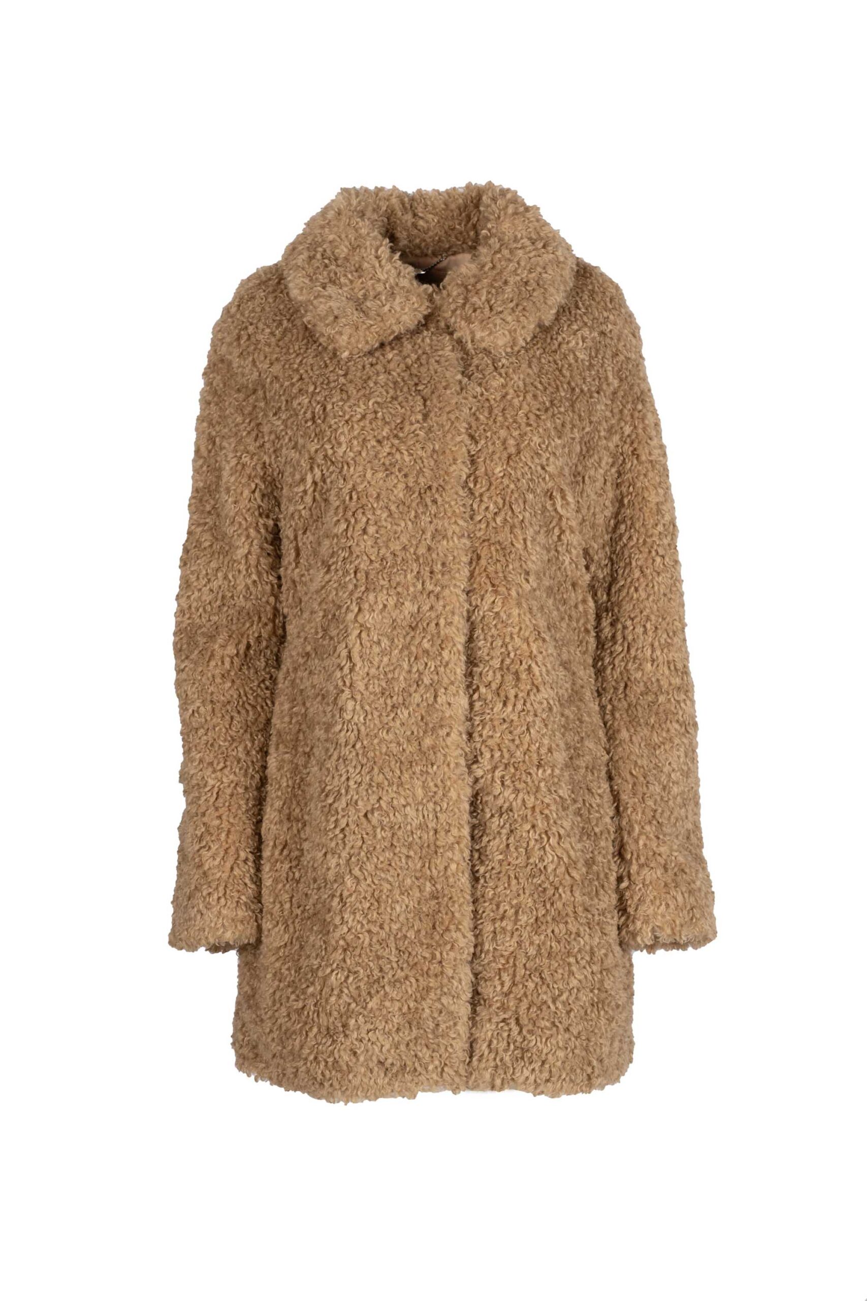 Shaggy Wool Duster Coat with Rounded Collar