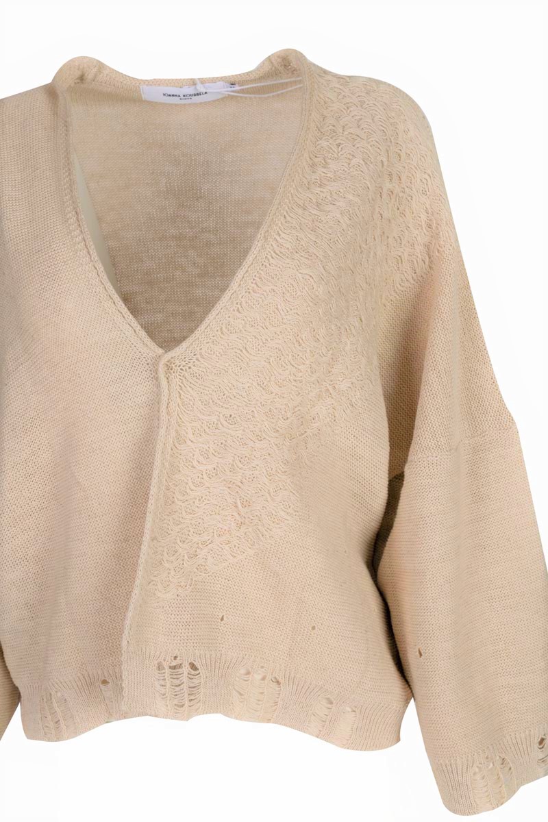 Kimono Knit Cardigan with Frayed Details