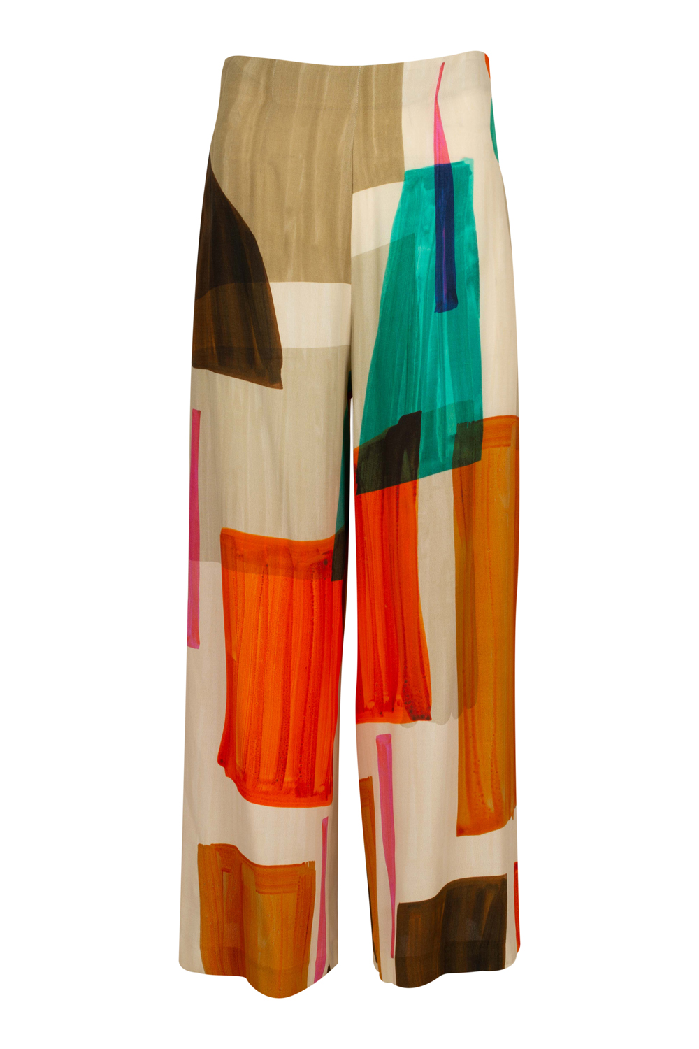 Wide Legged Trousers with Large Abstract Pattern
