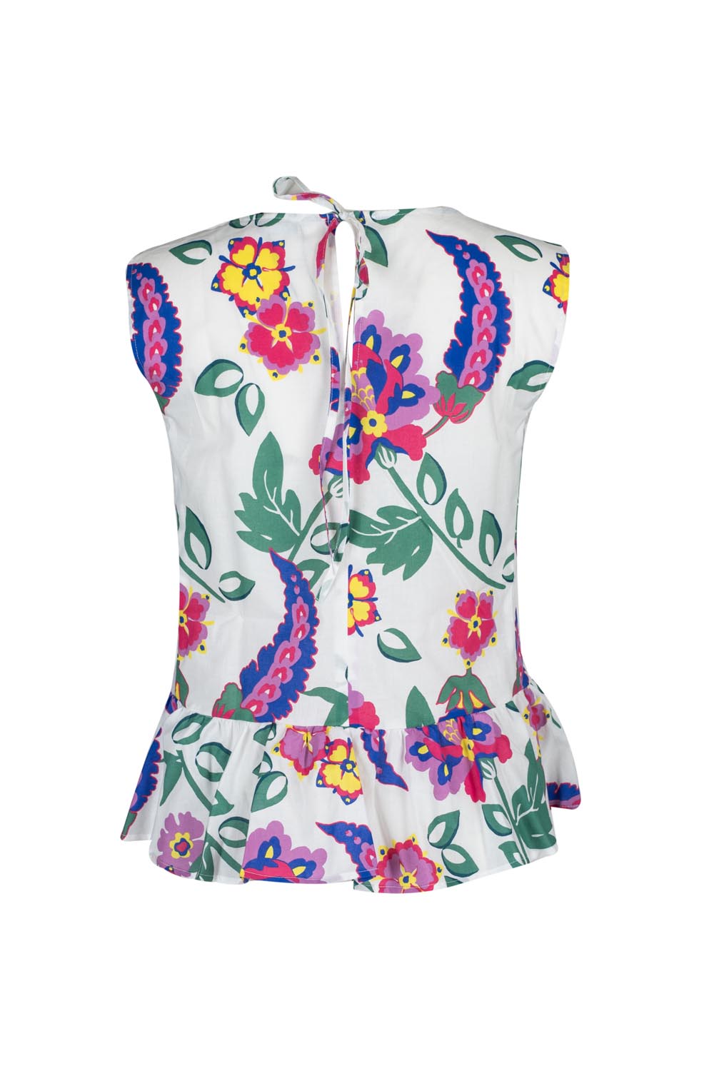 Tiered Floral Blouse with Backneck Tie