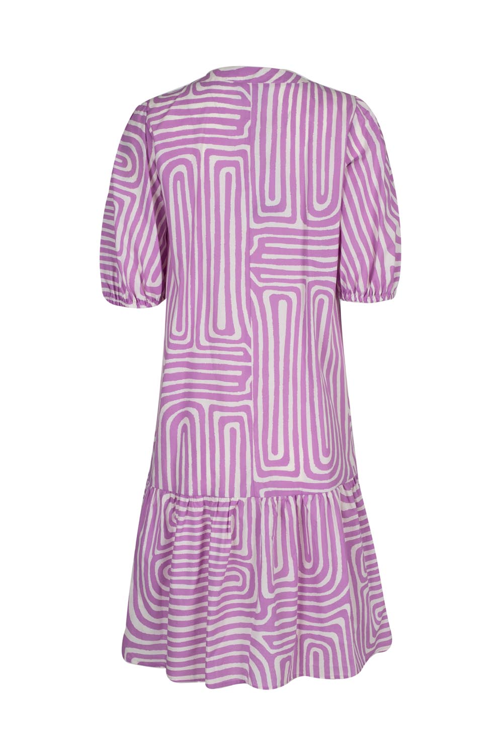 Tiered V Νeck Dress with Puffed Sleeves and (Separate) Extra Tie Belt
