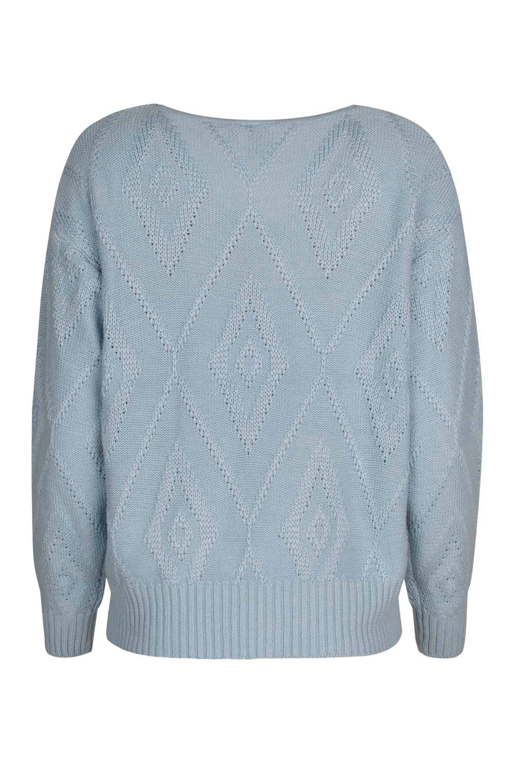 Sweater with Argyle Pattern V Neck