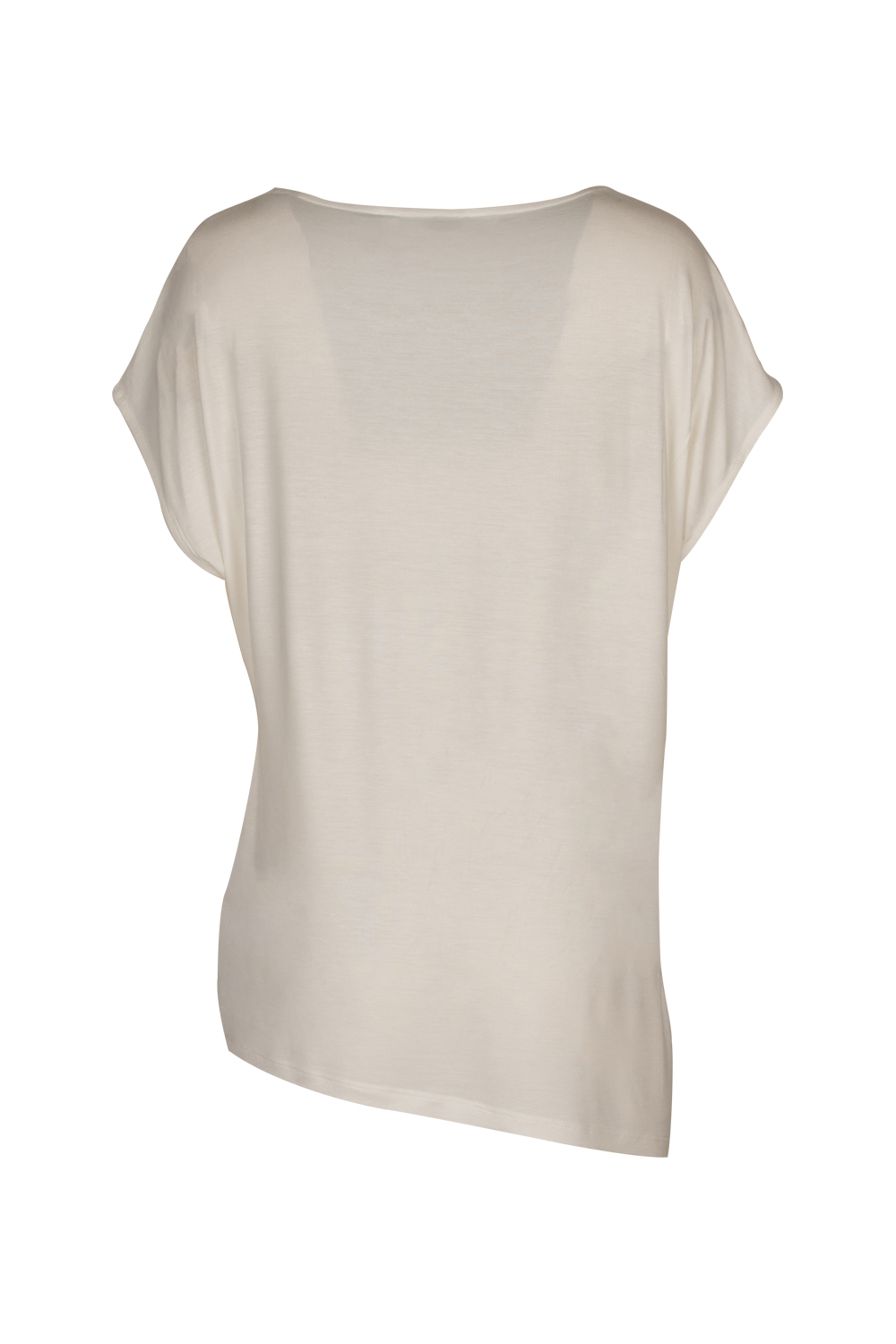 Asymmetric Double Textured Blouse with Frayed Neck Detail