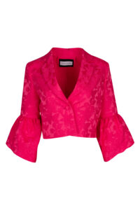 Image of Puffed Brocade Cropped Jacket with Cuffs