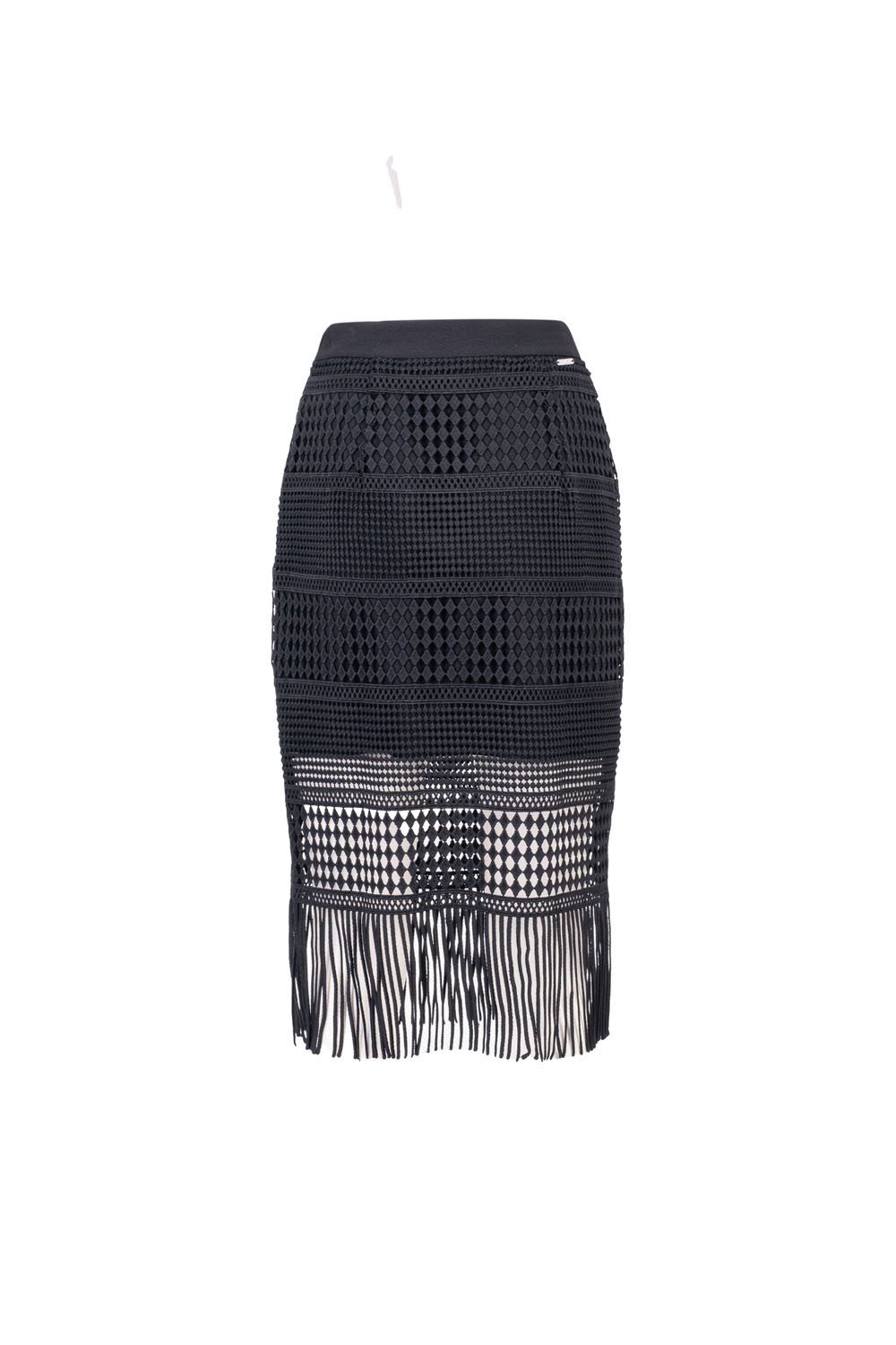 Mini Skirt with Decorative Fringe Overlay and Elasticated Waistband