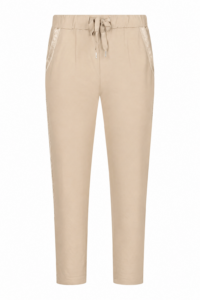 Image of Drawstring Stretchy Trousers with Elasticated Waistband ,Satin Piping and Pockets – Sunny Studio
