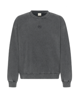 Boxy Sweatshirt with Front Floral Detail - Ichi - Grey, L
