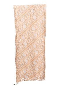 Image of Crinckled Cotton Printed Stole with Fringe Detail