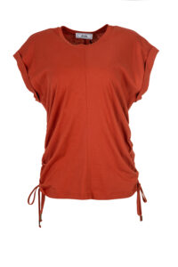 Image of Sleeveless Blouse with Side Drawstring Ruching Details