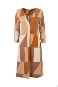 Fit and Flare Colour Block Belted Midi Dress - Warm Colours, IT 46