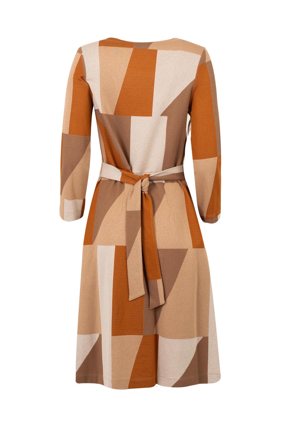 Fit and Flare Colour Block Belted Midi Dress