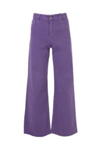 Image of High-Rise Wide Legged Trousers with Frayed Hem