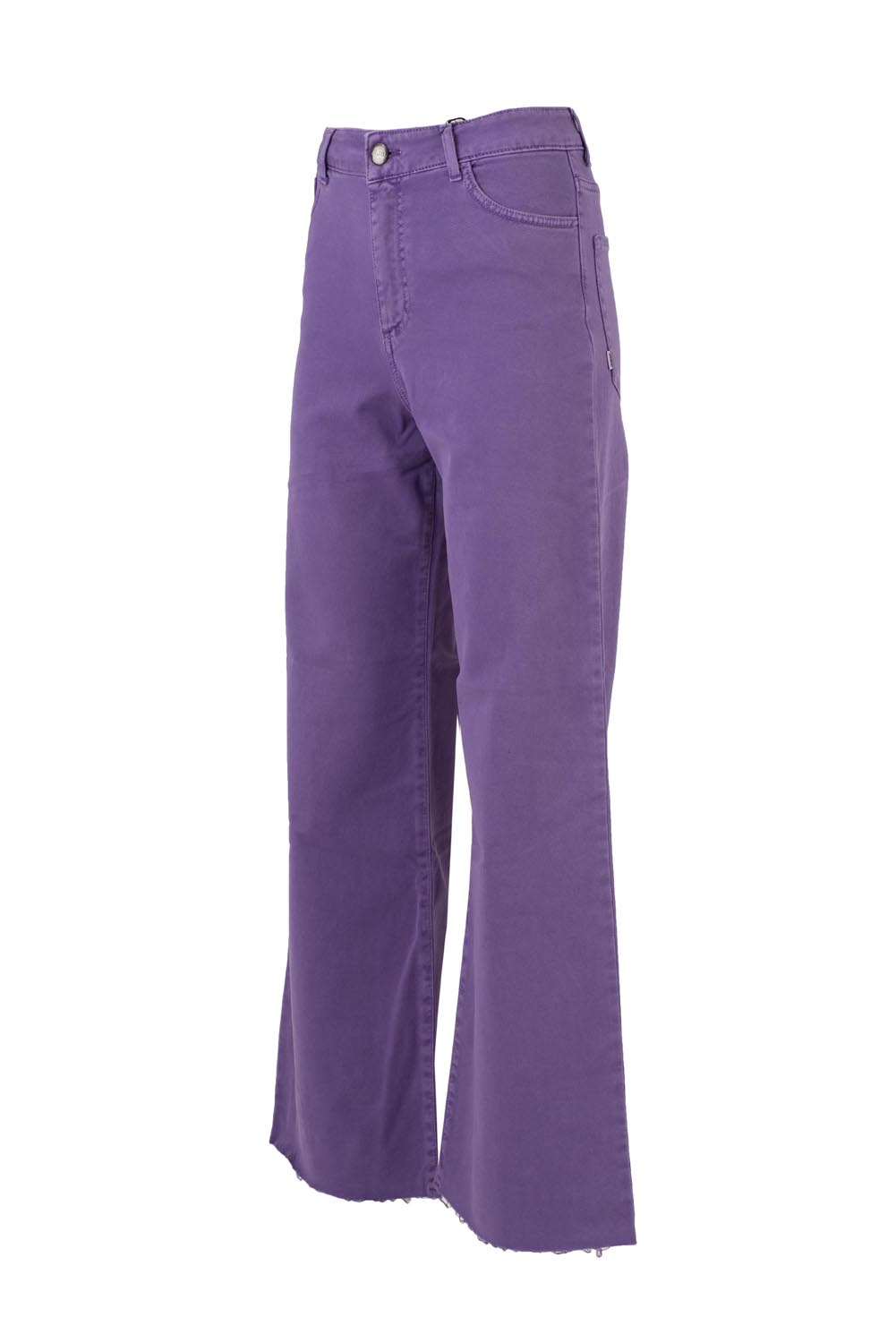 High-Rise Wide Legged Trousers with Frayed Hem
