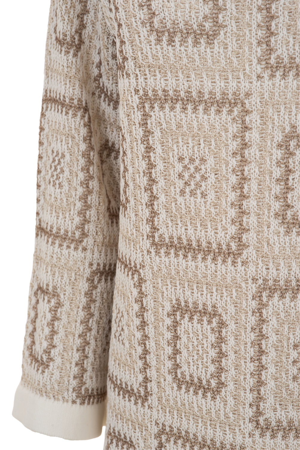 Openwork Boat Neck Sweater with Side Slits
