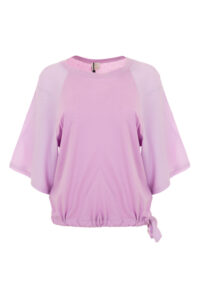 Image of Double Textured  Blouse with Drawstring Hem