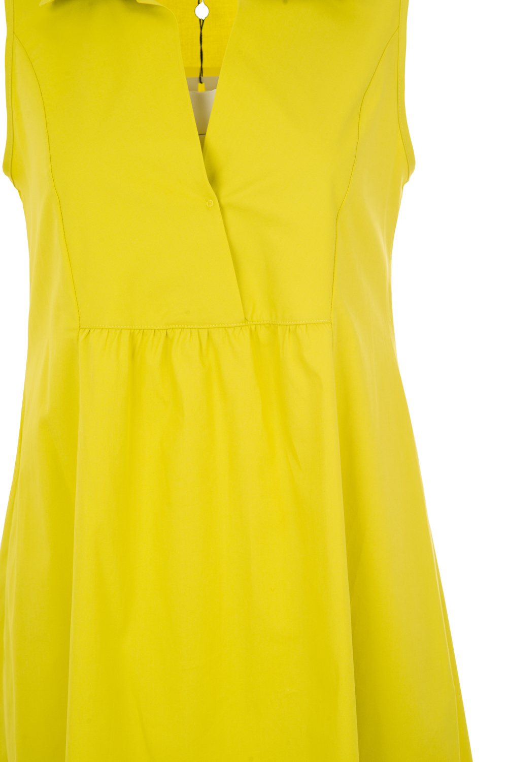 Sleeveless Open Shirt-Dress with Front Ruching and Side Pockets