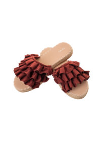 Image of Cord Sole Mule with Faux-Suede Frills