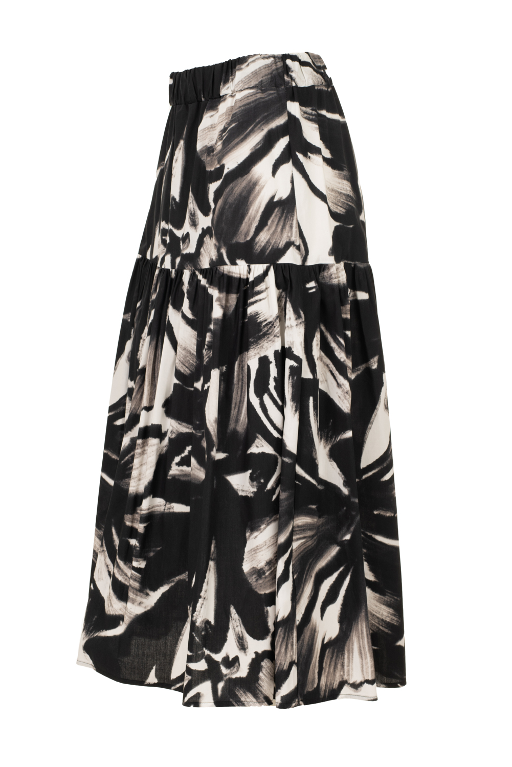 Mega-Floral Tiered Skirt with Elasticated Waistband