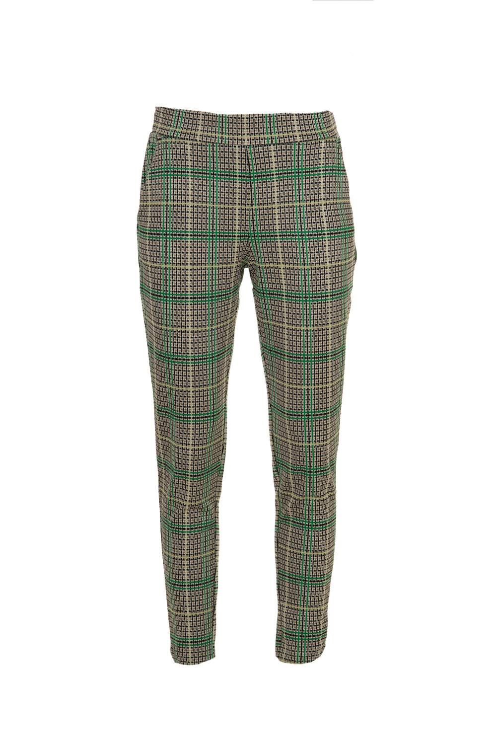 Check Jersey Trousers with Elasticated Waistband
