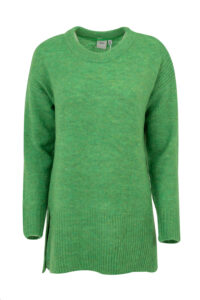 Image of Soft Long Sweater with Rib Details and Side Slits