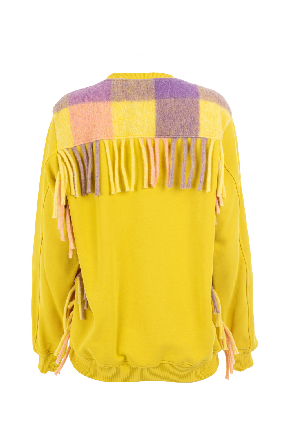 Fancy Sweatshirt with Check Panels and Side Fringe