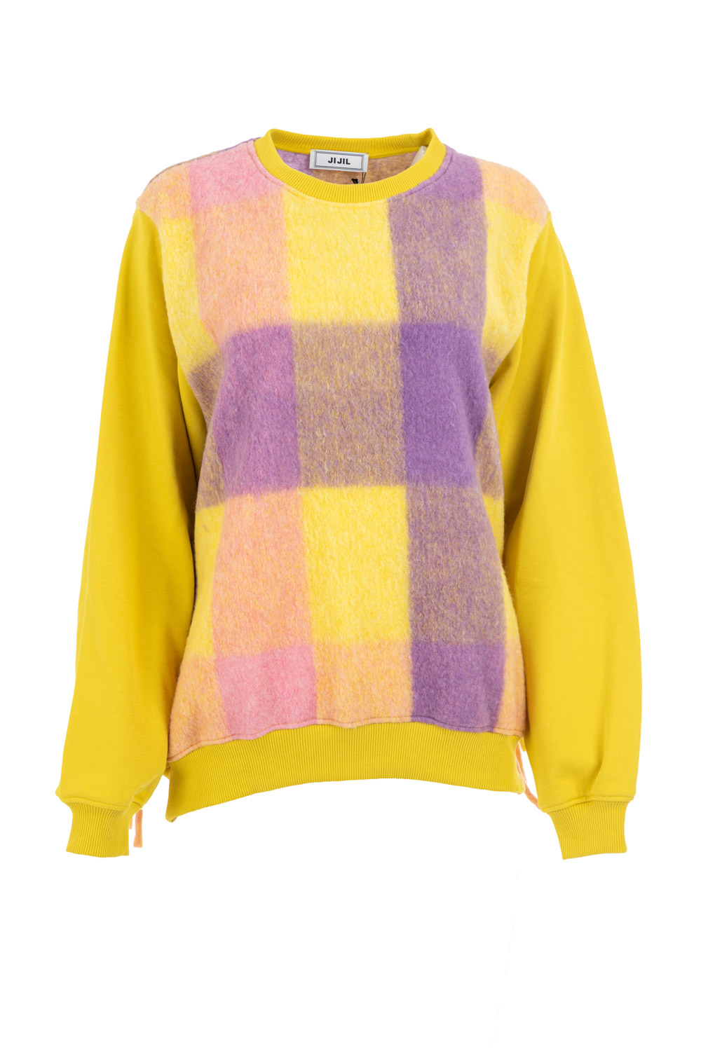 Fancy Sweatshirt with Check Panels and Side Fringe