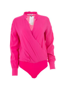 Image of Ruched Wrap Bodysuit with Small Collar
