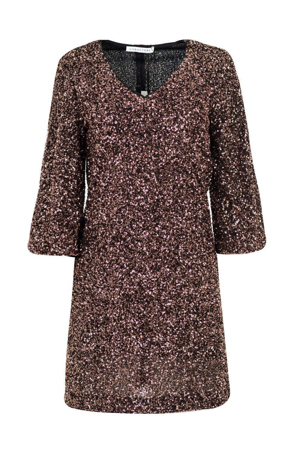 Allover Sequinned Mini Dress with Puffed Cuffs