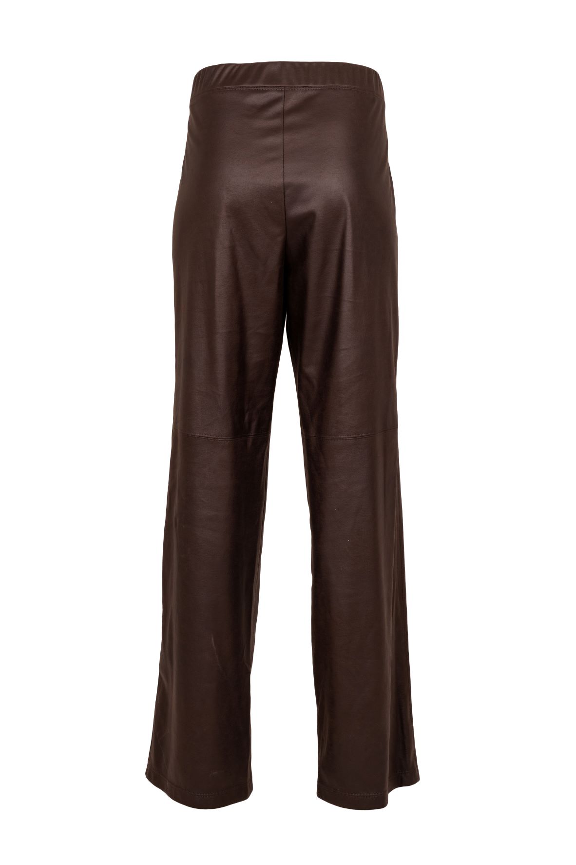 Faux Leather Trousers with Elasticated Waistband and Seam Detail