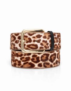Leopard Print Large Belt with Golden Buckle - Marella - Tan/Beige/Cream, L