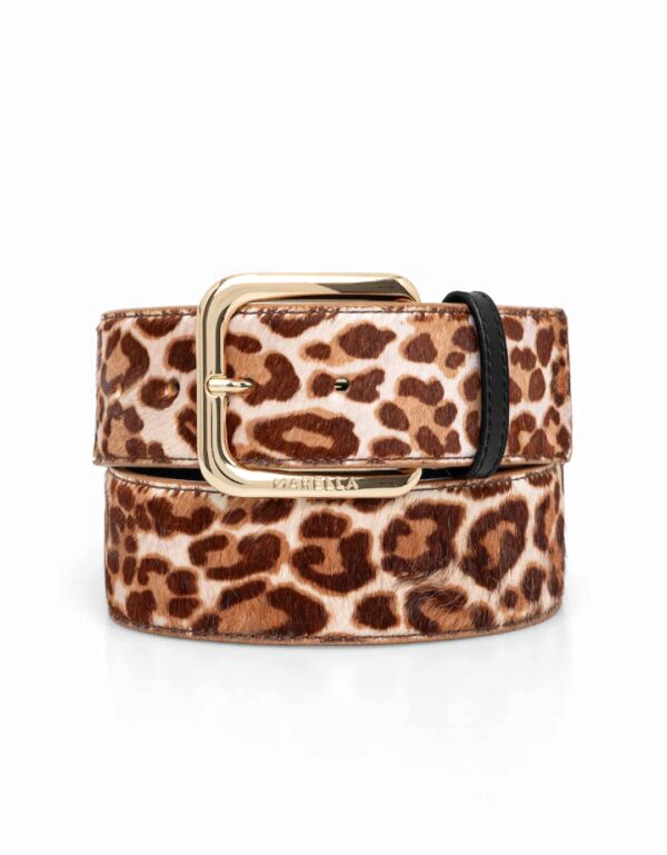 Leopard Print Large Belt with Golden Buckle – Marella