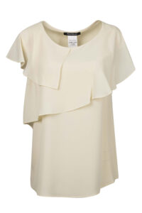 Image of Sleeveless Blouse with Double Flounce