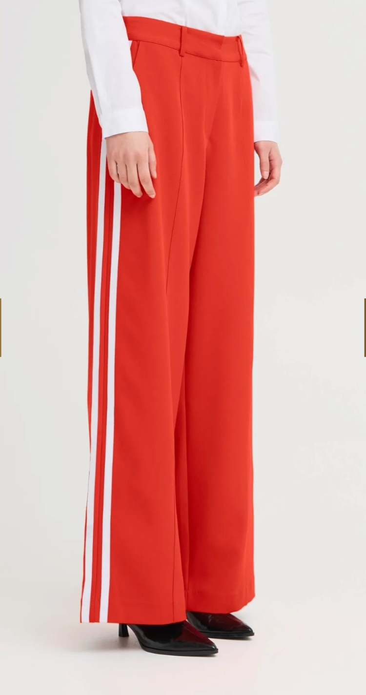Wide Legged Trousers with Side Stripes,Pockets and Front Seam Detail – Ichi