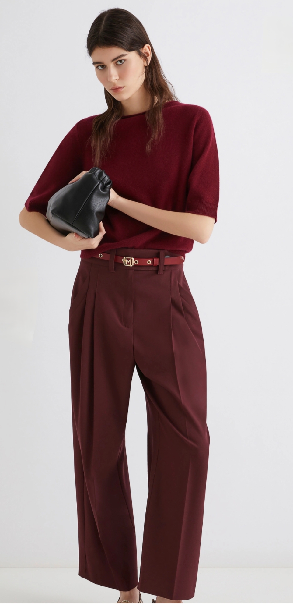 High Waist,Wide Legged Trousers with Front Pleats-Marella