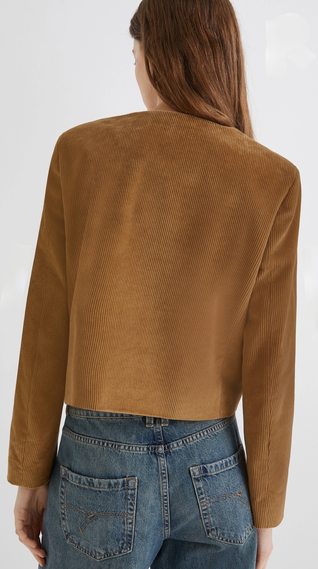 Cropped Corduroy Jacket with Rounded Neckline,Large Pockets and Metal Buttons – Marella