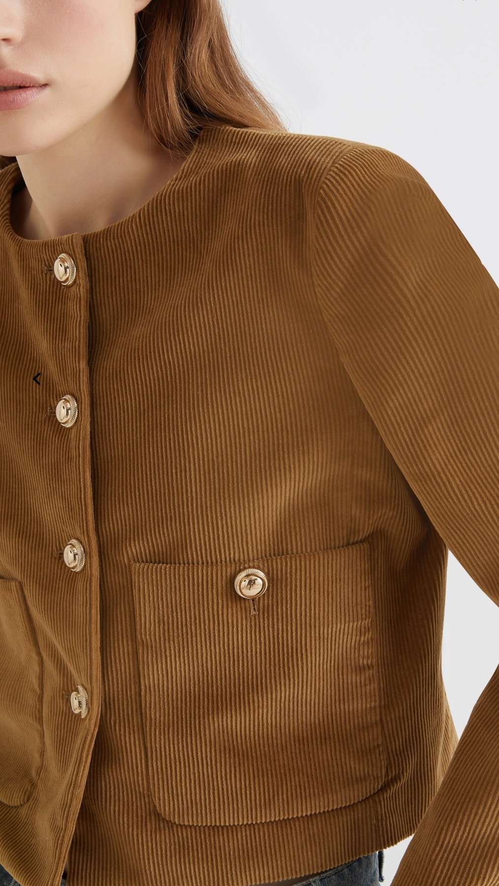 Cropped Corduroy Jacket with Rounded Neckline,Large Pockets and Metal Buttons – Marella