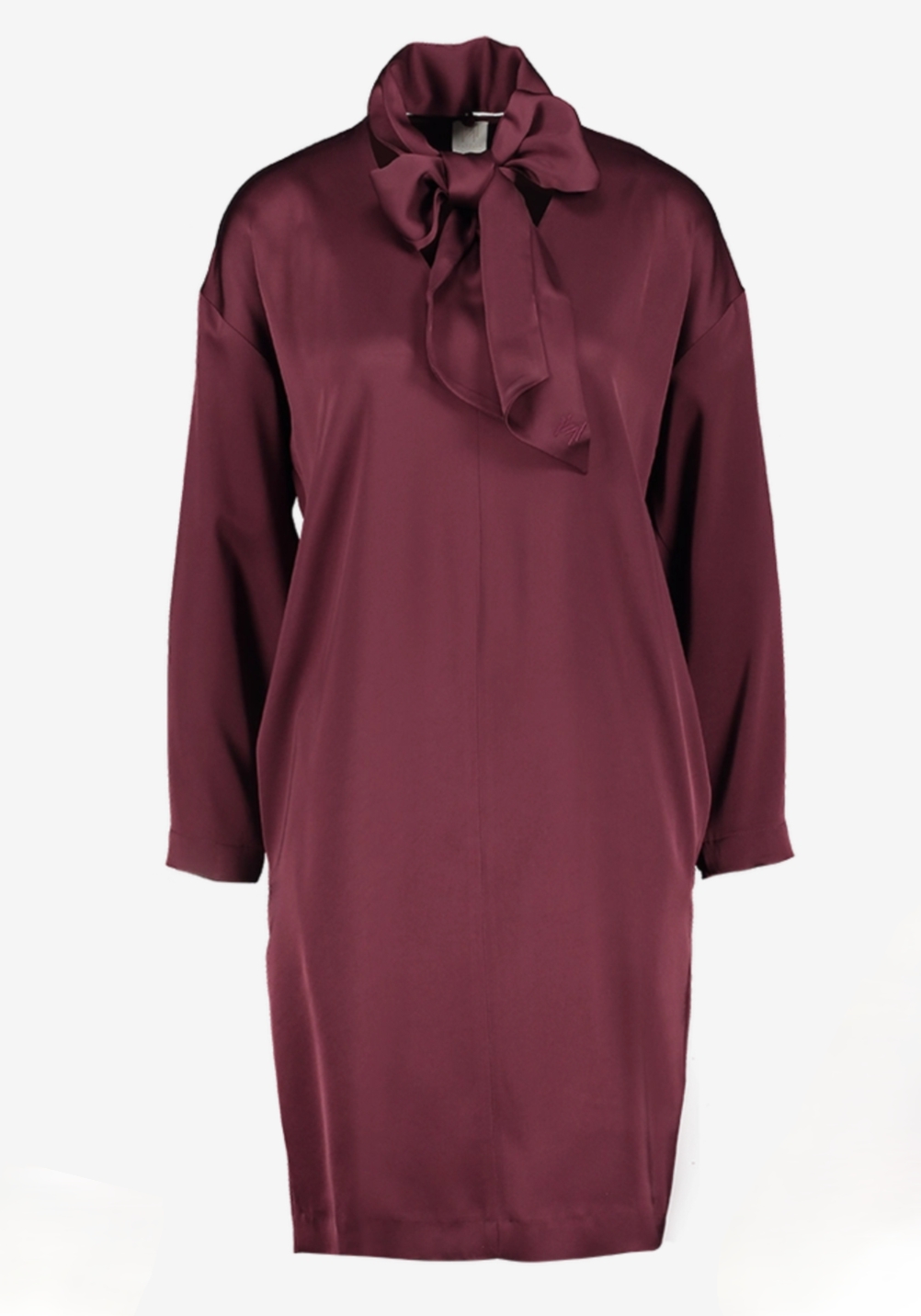 V-Neck Sheeny Shift Dress with Side Pockets and Incorporated Stole – Marella