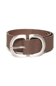 Image of Faux Leather Belt with Double Rounded Metal Buckle – Ichi