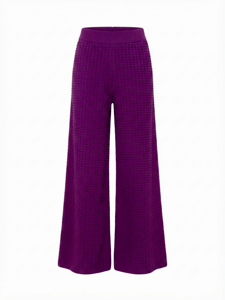 Chevron Knit Trousers with Elasticated Waistband -Kourbela