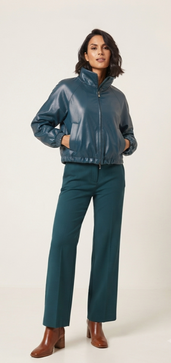 Funnel Neck Eco Leather Bomber Jacket – Marella