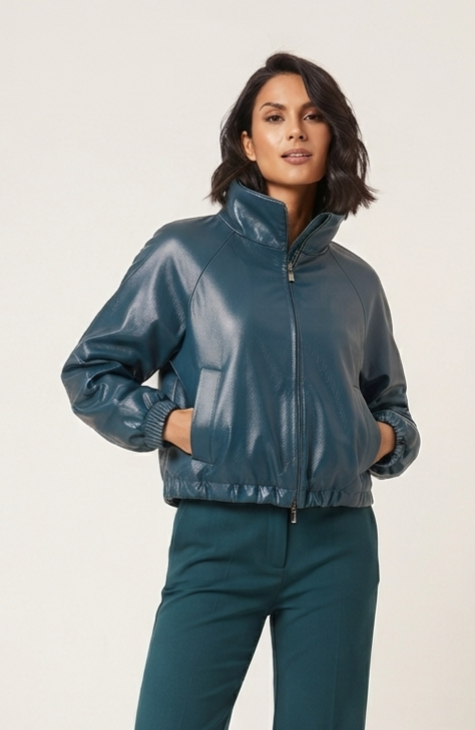 Funnel Neck Eco Leather Bomber Jacket – Marella