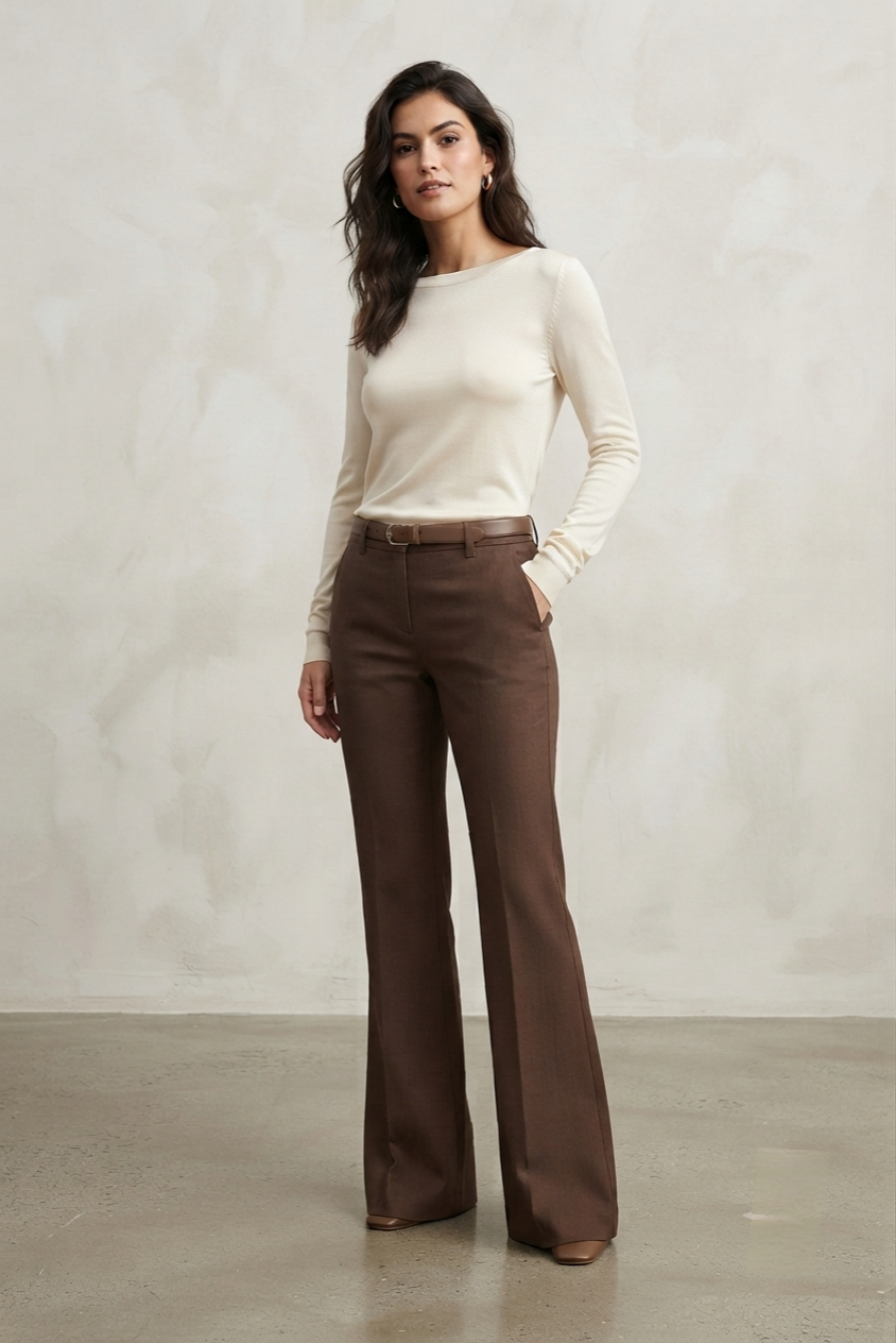 Staight Soft Textured Trousers with Side Pockets – Ichi