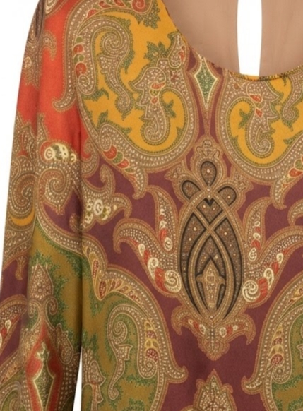 Large Paisley Silky Shift Dress with Side Pockets – Elena Miro