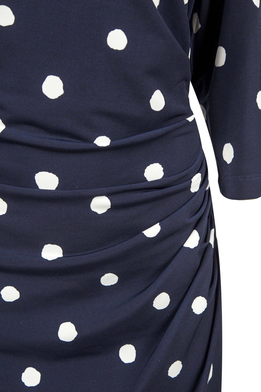 Polka Dot Midi Dress with Side Ruching
