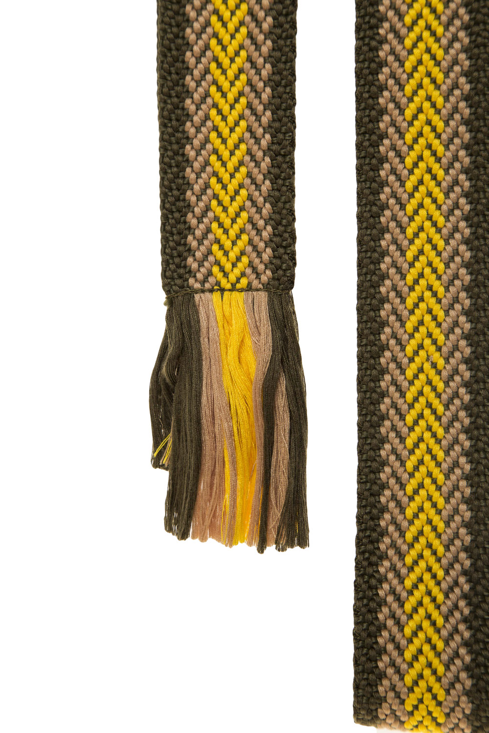 Woven Striped Belt with Fringes